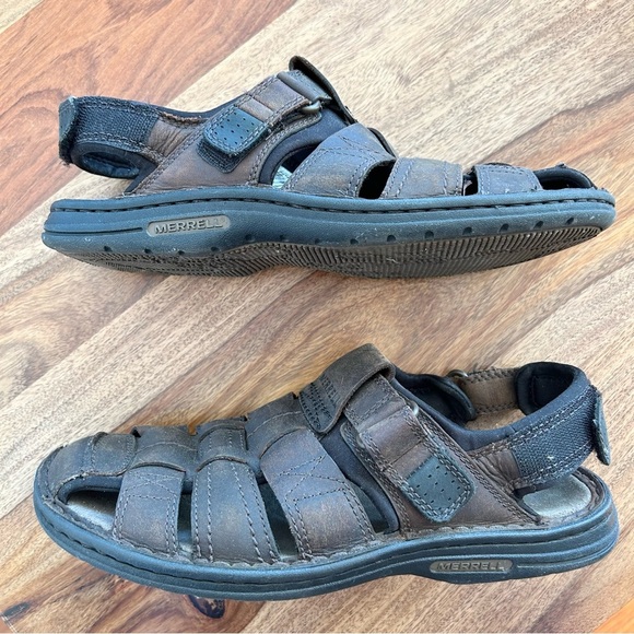 Merrell men’s leather sandals World Midway Bracken - Picture 3 of 10